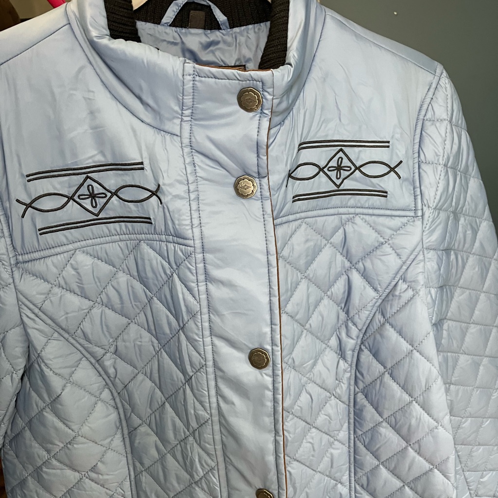 Elegant Light Blue Quilted Leather Jacket